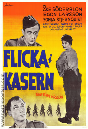 Flicka i kasern 1955 movie poster Åke Söderblom Egon Larsson Sonja Stjernquist Börje Larsson