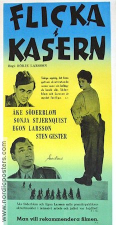Flicka i kasern 1955 movie poster Åke Söderblom Egon Larsson Sonja Stjernquist Börje Larsson