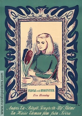 Flicka och hyacinter 1950 movie poster Eva Henning Anders Ek Birgit Tengroth Ulf Palme Hasse Ekman Artistic posters