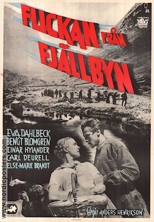 Flickan från fjällbyn 1948 movie poster Eva Dahlbeck Bengt Blomgren Einar Hylander Anders Henrikson Mountains