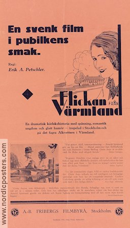 Flickan från Värmland 1931 poster Greta Anjou Erik A Petschler