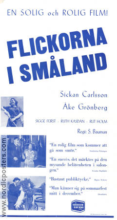 Flickorna i Småland 1945 movie poster Sickan Carlsson Åke Grönberg Sigge Fürst Schamyl Bauman