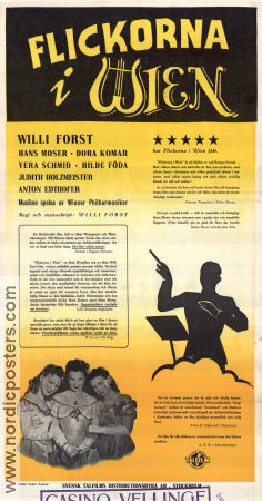 Flickorna i Wien 1949 poster Anton Edthofer Judith Holzmeister Willi Forst Filmen från: Austria Musikaler
