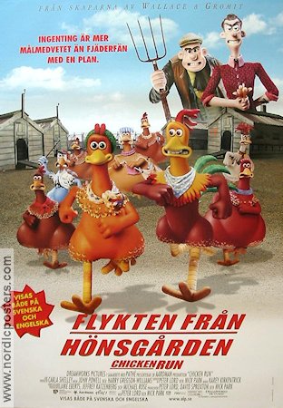 Chicken Run 2000 movie poster Mel Gibson Nick Park Birds Animation