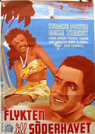 Flykten till söderhavet 1942 poster Tyrone Power Gene Tierney