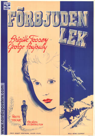 Forbidden Games 1952 movie poster Georges Poujouly Brigitte Fossey René Clément