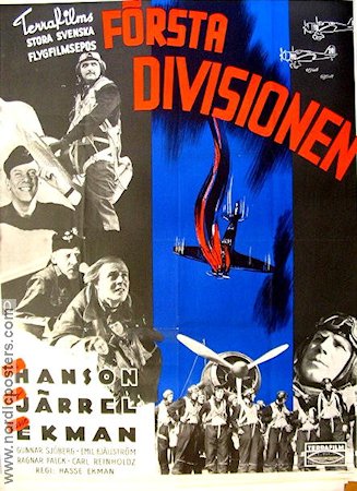 Första divisionen 1941 poster Lars Hanson Gunnar Sjöberg Stig Järrel Hasse Ekman Flyg