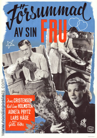 Försummad av sin fru 1947 movie poster Karl-Arne Holmsten Irma Christenson Agneta Prytz Gösta Folke Eric Rohman art