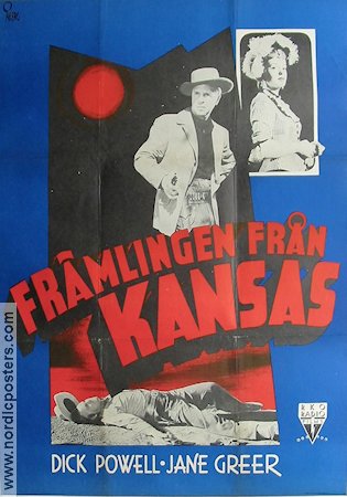 Främlingen från Kansas 1949 poster Dick Powell Jane Greer