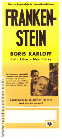 Frankenstein 1931 poster Boris Karloff Colin Clive Mae Clarke John Boles James Whale