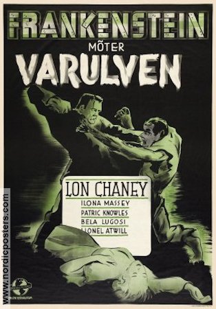 Frankenstein möter varulven 1943 poster Lon Chaney Jr Ilona Massey