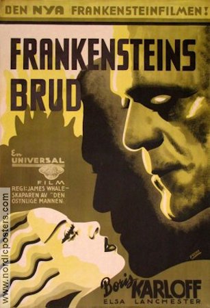 The Bride of Frankenstein 1936 movie poster Boris Karloff Elsa Lanchester Find more: Frankenstein