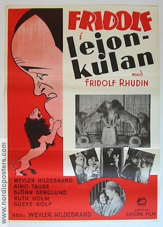 Fridolf i lejonkulan 1933 movie poster Fridolf Rhudin Gueye Rolf Aino Taube Weyler Hildebrand Cats