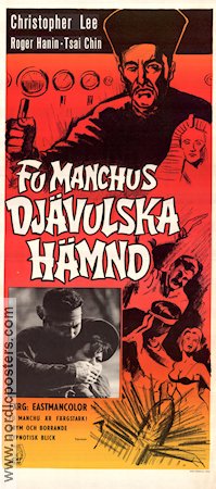 Fu Manchus djävulska hämnd 1967 poster Christopher Lee
