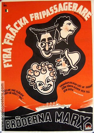 Fyra fräcka fripassagerare 1931 poster Bröderna Marx The Marx Brothers
