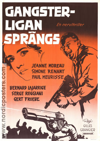 Echec au porteur 1958 movie poster Paul Meurisse Jeanne Moreau Gert Fröbe Gilles Grangier Guns weapons
