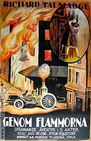 Genom flammorna 1923 movie poster Richard Talmadge Fire