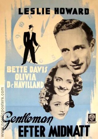 Gentleman efter midnatt 1937 poster Leslie Howard Bette Davis Olivia de Havilland