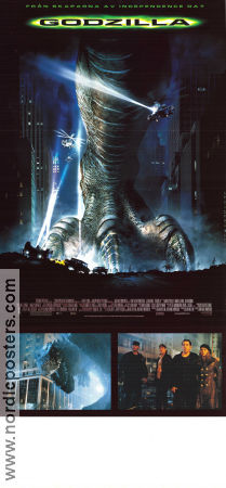 Godzilla 1998 movie poster Matthew Broderick Jean Reno Maria Pitillo Roland Emmerich Dinosaurs and dragons