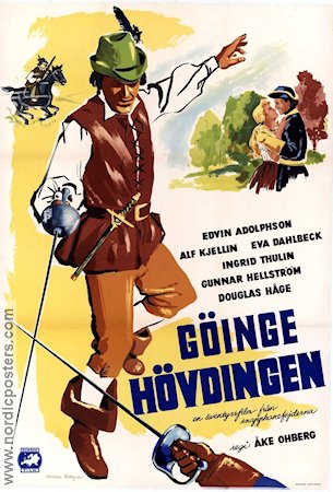 Göingehövdingen 1953 movie poster Edvin Adolphson Alf Kjellin Hjördis Petterson Åke Ohberg