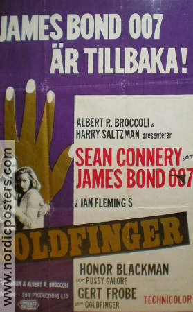 Goldfinger 1964 movie poster Sean Connery Honor Blackman Gert Fröbe Guy Hamilton Poster from: Finland