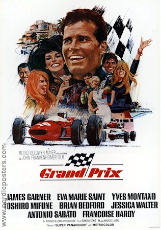 Grand Prix 1967 movie poster James Garner Eva Marie Saint Yves Montand John Frankenheimer Cars and racing