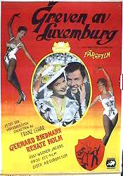 Greven av Luxemburg 1958 movie poster Gerhard Riedmann Renate Holm Music: Franz Lehar Musicals