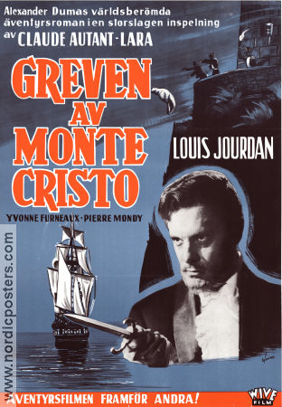 Le comte de Monte Cristo 1961 movie poster Louis Jourdan Yvonne Furneaux Pierre Mondy Claude Autant-Lara Adventure and matine