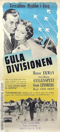 Gula divisionen 1954 movie poster Hasse Ekman Ann-Marie Gyllenspetz Stig Olin Planes