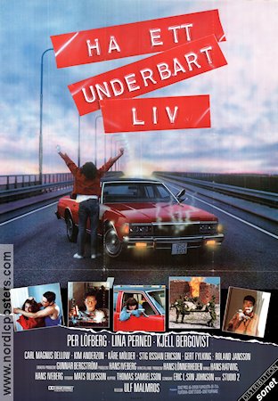 Ha ett underbart liv 1992 movie poster Per Löfberg Lina Perned Kjell Bergqvist Ulf Malmros Cars and racing Bridges