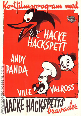 Hacke Hackspetts bravader 1947 movie poster Hacke Hackspett Woody Woodpecker