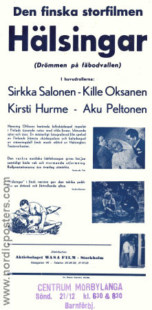 Hälsingar 1940 poster Sirkka Salonen Olga Tainio Kaarlo Oksanen Teuvo Tulio Finland