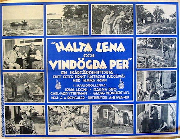 Halta Lena och vindögde Per 1933 movie poster Irma Leoni Erik A Petschler Skärgård