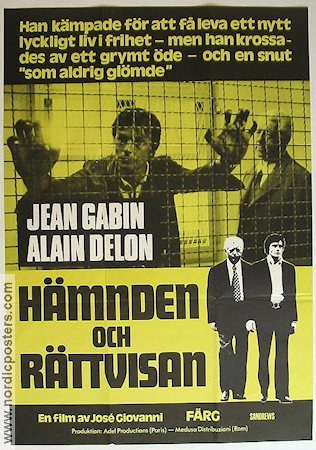 Hämnden och rättvisan 1974 poster Jean Gabin Alain Delon José Giovanni