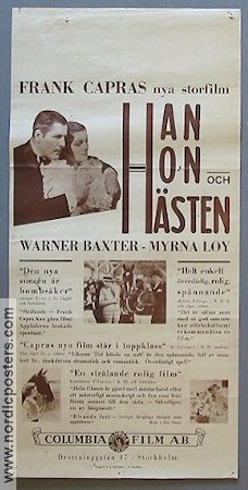 Broadway Bill 1934 movie poster Warner Baxter Myrna Loy Frank Capra