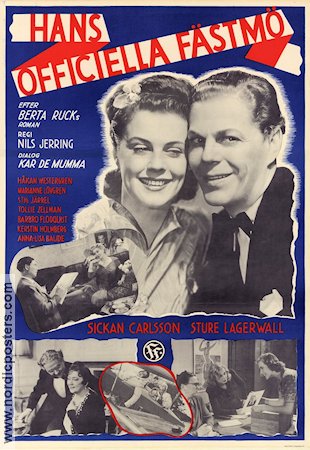 Hans officiella fästmö 1944 movie poster Håkan Westergren Marianne Löfgren