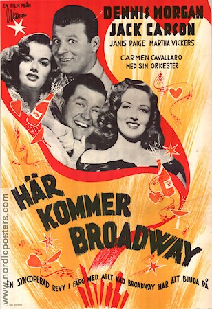 Här kommer Broadway 1946 poster Jack Carson Dennis Morgan Janis Paige Martha Vickers