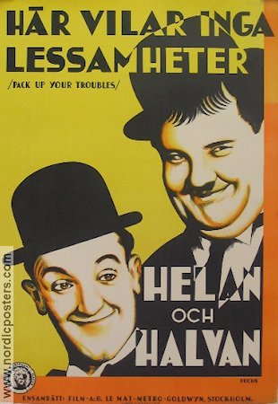 Pack Up Your Troubles 1932 movie poster Laurel and Hardy Helan och Halvan