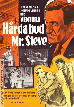 Hårda bud Mr Steve 1957 poster Jeanne Moreau Philippe Lemaire Lino Ventura Agenter