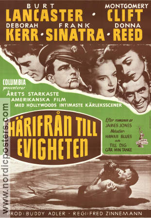 Härifrån till evigheten 1953 poster Burt Lancaster Montgomery Clift Deborah Kerr Frank Sinatra Fred Zinnemann Strand