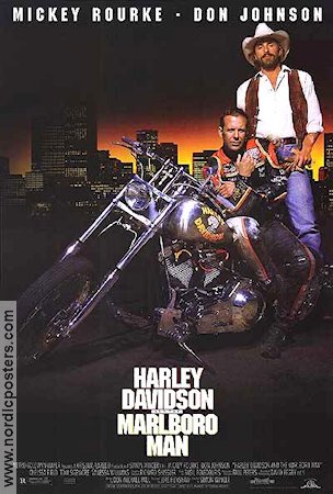 Harley Davidson and the Marlboro Man 1991 poster Mickey Rourke Don Johnson Motorcyklar