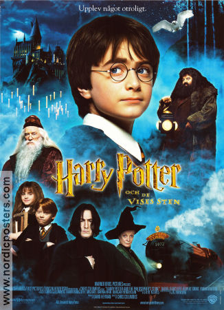Harry Potter och de vises sten 2001 poster Daniel Radcliffe Alan Rickman Text: J K Rowling