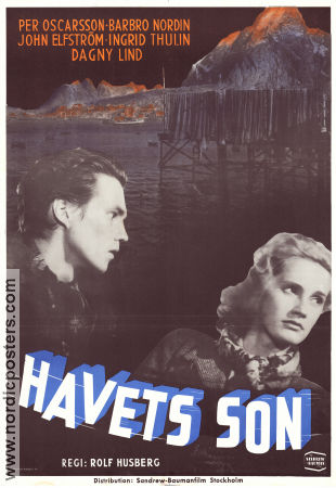 Havets son 1949 movie poster Per Oscarsson Dagny Lind John Elfström Rolf Husberg Mountains Ships and navy
