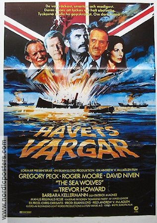 Havets vargar 1980 poster Roger Moore Gregory Peck David Niven Andrew V McLaglen Krig