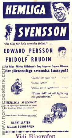 Hemliga Svensson 1933 poster Fridolf Rhudin Edvard Persson Weyler Hildebrand Schamyl Bauman