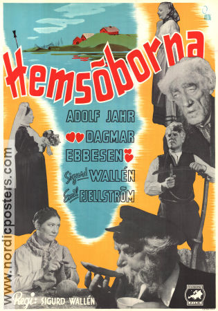 Hemsöborna 1944 poster Adolf Jahr Dagmar Ebbesen Emil Fjellström Sigurd Wallén Text: August Strindberg Skärgård
