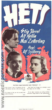 Torment 1944 movie poster Alf Kjellin Stig Järrel Mai Zetterling Alf Sjöberg Writer: Ingmar Bergman School