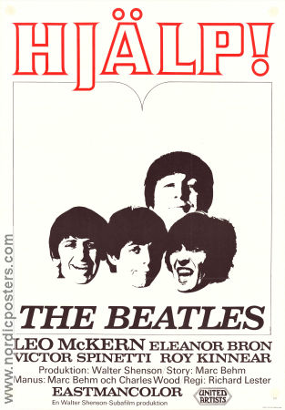 Hjälp! 1965 poster Beatles John Lennon Paul McCartney George Harrison Leo McKern Eleanor Bron Victor Spinetti Roy Kinnear Richard Lester Rock och pop Musikaler