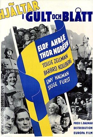 Hjältar i gult och blått 1940 poster Elof Ahrle Thor Modéen