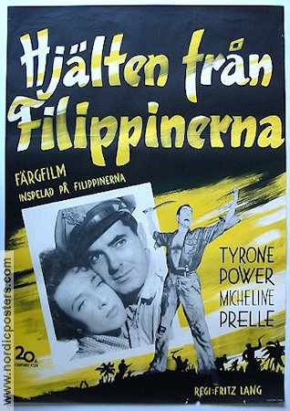 Hjälten från Filippinerna 1951 poster Tyrone Power Fritz Lang